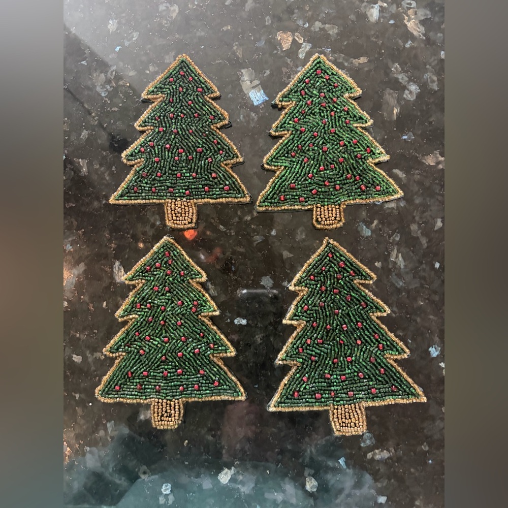 Green Christmas Tree Coasters,set of 4